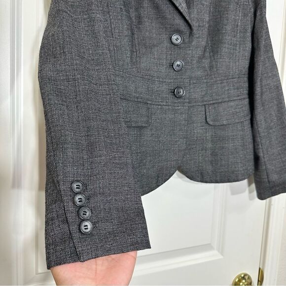 ANN TAYLOR WOOL BLEND 3 BUTTON LONG SLEEVE GRAY‎ BLAZER 2 - Picture 3 of 11